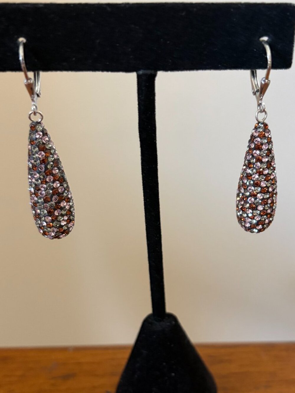 Teardrop Earrings, dangle , Paved Crystal